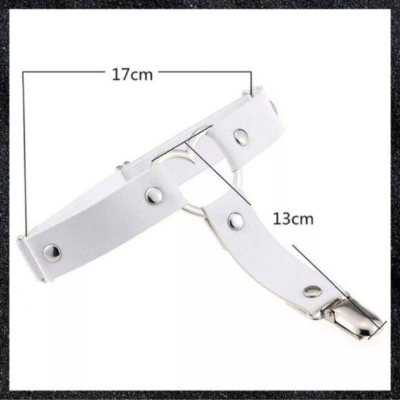 Dark Brown Studded Open Heart Leather Thigh Garter Harness Pair Set - Picture 5 of 14